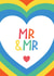 Gay Wedding Card - MR & MR - Rainbow Hearts - LGBTQ+ created by Bev O'Connor || @oconnordesign