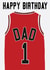 Chicago Bulls inspired, basketball jersey birthday card for a number 1 Dad created by Courtside