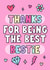 Cute Pink BFF Card for Bestie, Best Friend - Thanks for Being the Best Bestie created by Danika Draws