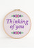 Pretty thinking of you floral cross stitch inspired embroidery hoop card created by NaviStitch