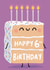 Cute birthday cake card - happy 6th birthday created by Sophie Kent Illustration