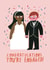 Cute Engagement Card - Interracial Couple - Congratulations You're Engaged! created by Alice Mole Illustration