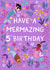 Happy 5th Birthday - Purple Mermaids - Have a Mermazing Day created by Pear Tree Press