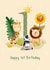 Cute Birthday Card - 1st - Safari Animals created by Melissa Doodles