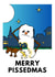 Funny Christmas card - snowman melted by pissing dog - MERRY PISSEDMAS created by Andrew Reeves