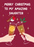 Classic Christmas Card For Daughter created by Naughty Nice