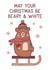 Cute Bear Christmas Card - Kawaii Bear On Sled With Snowflakes - Beary Christmas created by Gail K Designs