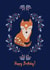 Cute fox birthday card for all, folk art style birthday card. created by Her Joyful Heart