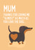 Cute Dachshund dog card - for Mum - Loving me almost as much as the dog created by #1 Silly Sausage 