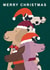 Modern Contemporary Cute Merry Christmas Dogs - perfect for the dog lover created by Laura Darrington Design Ltd.
