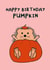 Cute birthday card for daughter - pumpkin - October - hedgehog created by The Northern Bird