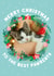Cute Wreath Christmas Photo Card - To the best pawrents - pun from the pet created by Seabird Studio