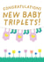 New Triplets Card - Washing Line Baby grows - Congratulations New Baby Triplets! created by Pixie Studio