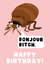 Funny Birthday Card - Bed Bugs - Bonjour Bitch created by Pink Peach Cards