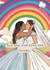 Mrs & Mrs Lesbian Rainbow Wedding Card - Kiss the Bride - Happy Couple or Wife created by Tommy Atkins