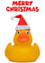 Cute Christmas card with a rubber duck wearing a Santa hat created by Bond Photography Creations