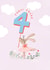 Cute 4th Birthday Card - Ballerina Rabbit - Today You're 4 Years Old created by Paperlink and Meraki Greeting Cards