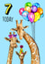 Cute Giraffe Birthday card - 7th Birthday created by Poppy & Mabel