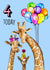 Cute Giraffes Birthday Card - 4 Today created by Poppy & Mabel