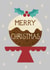 Christmas Pudding and Holly card - Merry Christmas created by Louise Brainwood