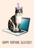 Cute Happy Birthday Card - Funny Cat on Keyboard created by Poppy & Mabel