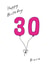 30th Birthday Card for your niece - pink thirty Balloon created by A Ray of Sunshine Cards