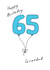 65th Birthday Card for your Grandad - Blue sixty fifth Balloon created by A Ray of Sunshine Cards