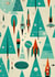 Cute classic mid century modern atomic Christmas rocket ship card created by Atomicai Designs
