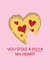 Cute 'You Stole A Pizza My Heart' Pizza Heart Pun - Punny Valentines Day Card created by Puns and Needles