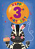 Cute Zebra Birthday Card - Happy 3rd Birthday created by Kate Celia Wilson