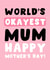 Funny Mother's Day Card - World's Okayest Mum created by Pink Peach Cards