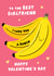 Cute Girlfriend Valentine's Card - Love You A Bunch - Bananas Pun created by Fliss Muir