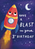 Cute 3rd Birthday Card - Rocket Ship - Have A Blast created by Sophie Kent Illustration