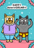 Funny Cute Cat Couple - Happy Anniversary! created by Wafflemamaart
