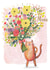 Cute Mothers Day card - Illustrated Cat and floral bouquet created by Sally Darby Illustration