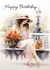 Happy Birthday with Stylish Parisian Style Female and Cat created by Tanya Hall