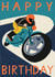 Cool Illustrated Happy Birthday Card - Retro Motorbike created by Laura Darrington Design Ltd.