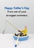 Naughty Cheeky Father's Day Card - Happy Father's Day, From One Of Your Strongest Swimmers created by Bold & Bright Cards