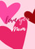 “Love you mum” cute hearts Mother’s Day card design created by Ciess Prints