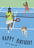 Punny Birthday Card - Dog Stealing Tennis Ball -Tennis Game created by Erin O'Farrell