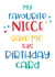 Typography Birthday Card - For Uncle or Aunt - My favourite Niece gave me this created by Wink Design - Michelle Roberts