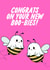 Congratulations On Your New Boobs - Funny Bee Pun Card created by The Marmalade Cat