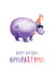 Funny Birthday Card - Hippopartymus created by Citrus Bunn