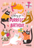 Cute Birthday Card - Hand illustrated Punny Cat Card created by AbiGoLucky