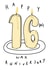 Cute Anniversary Card - 16th Wax Candle - Hand Drawn created by Amelia Paveley