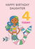 Cute 4th Birthday Card - Pretty Mermaid - 4 Today - For Daughter created by Paper Heart Designs