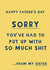 Cheeky Father’s Day Card - Put Up With So Much Shit - From Son created by Giddy Kipper