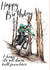 Funny Mountain Biking Birthday Card - down hill from here - Biking Birthday Card created by Discover and Draw