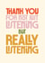 Classic Thank You Card - Really Listening - Typography created by Rebecca Prinn