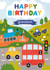 Cute 1st Birthday Card - For Grandson - Cars, Diggers and Trucks created by Made by Burbs